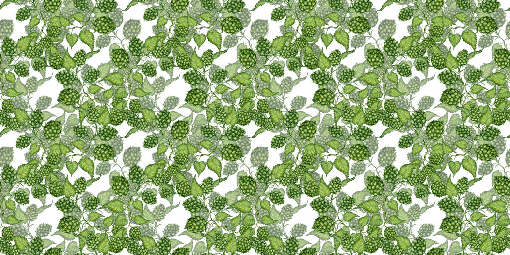 Design file showing detailed green hop pattern on white background