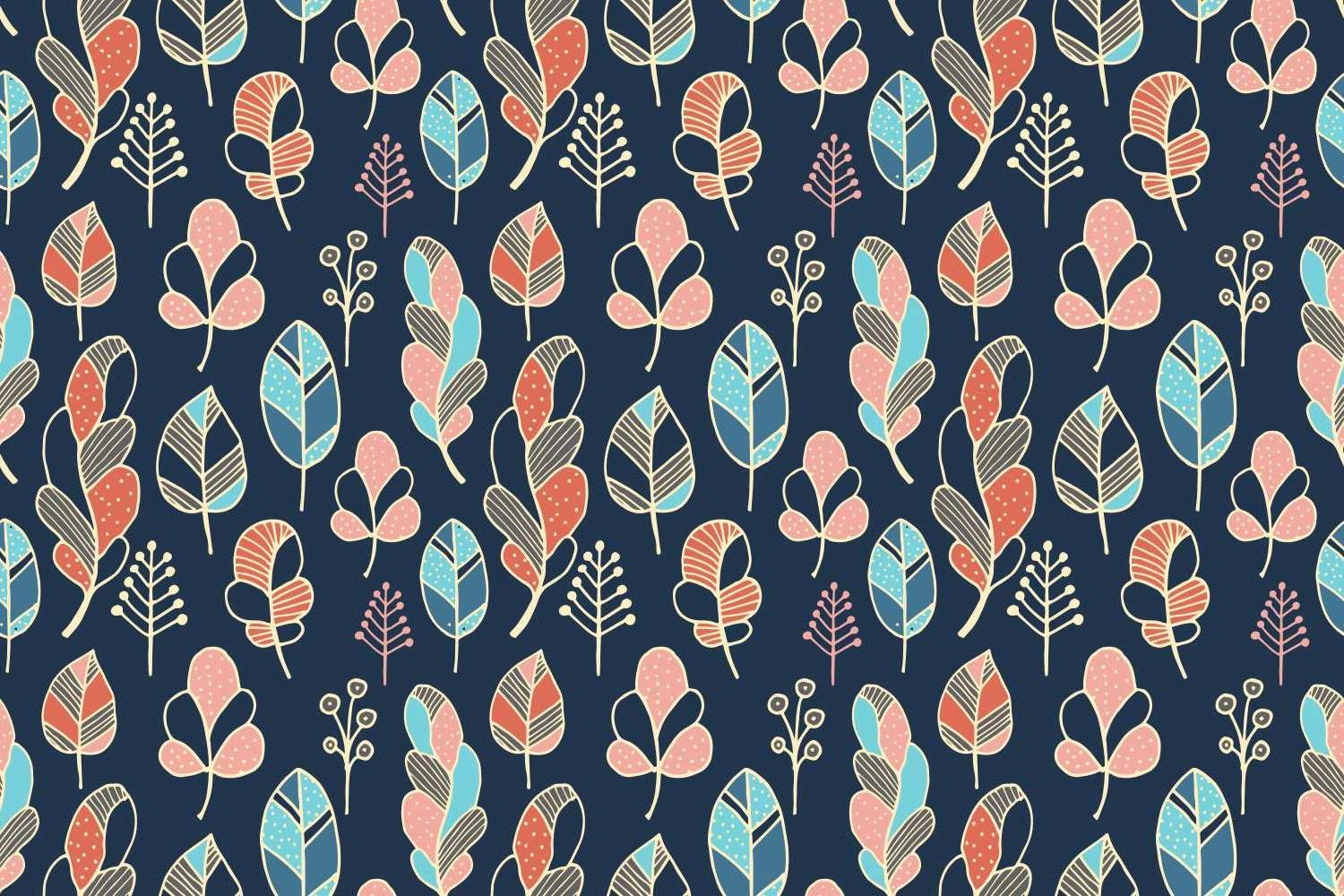 Botanical feather pattern design file showing intricate details and true colors