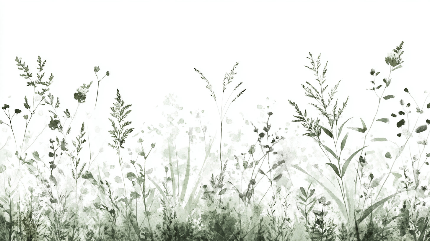 Botanical watercolor wild plants design file showing full pattern detail