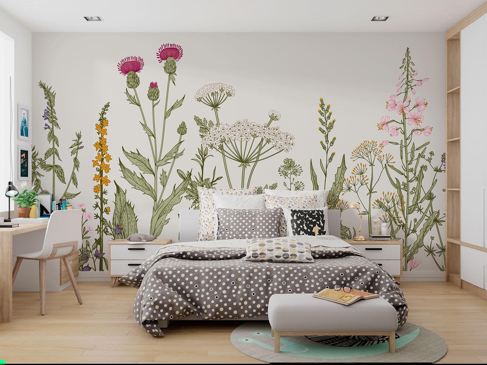 Wildflower mural bringing nature into a bathroom design