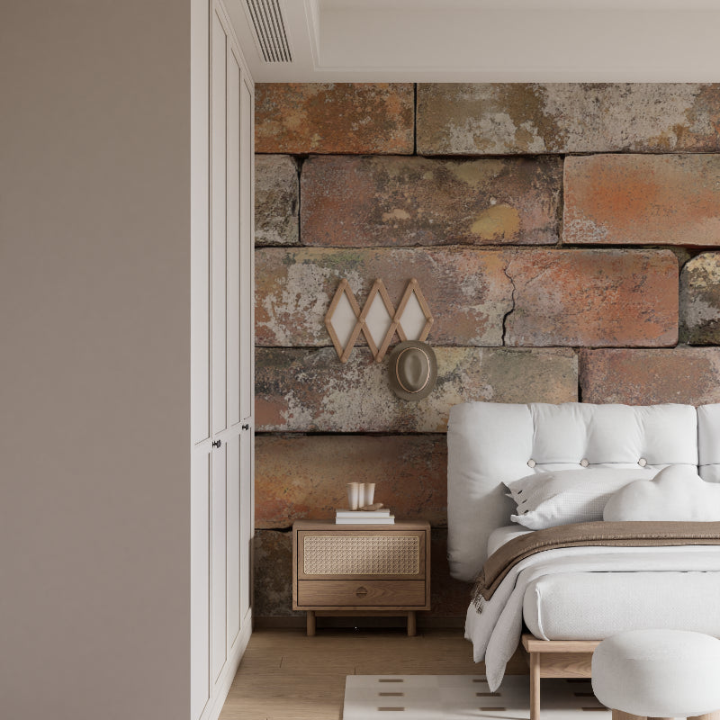 Industrial brick wallpaper in restaurant dining area