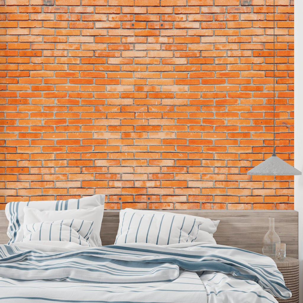 Industrial orange brick pattern in retail space interior