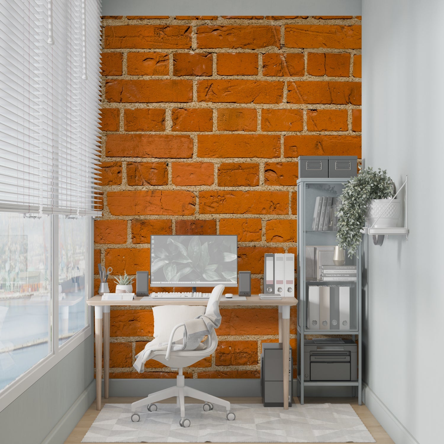 Terracotta brick design in bedroom showing texture and depth