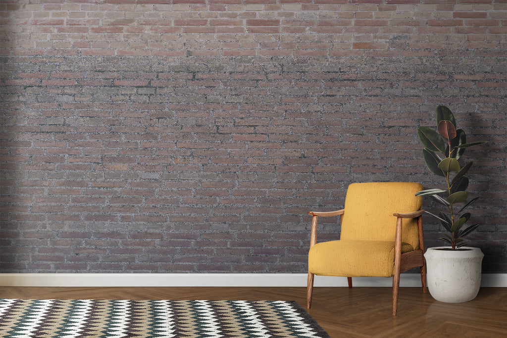 Industrial brick wallpaper showcased in loft-style bedroom setting