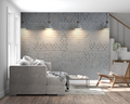White brick wallpaper in modern minimalist living room showing industrial style and clean lines