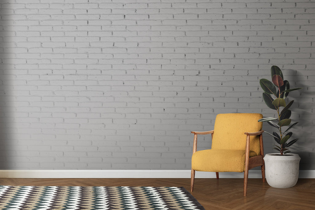 White brick wall design in cozy bedroom with modern furnishings