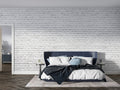 White brick wallpaper in modern minimalist living room showing clean industrial style