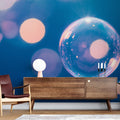 Bubble wallpaper creating a magical atmosphere in a bright kids bedroom, floating spheres catching light