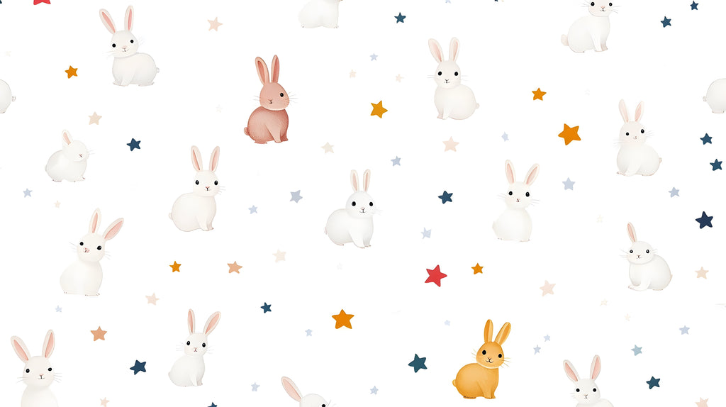 Design file of bunny and star pattern with delicate watercolor details