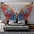 3D Butterfly Mural Wallpaper creating dramatic impact in a modern living room with natural lighting