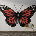 Red Monarch Butterfly Wallpaper displayed in bright modern living room, showing dramatic wing detail and scale