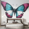 Butterfly wall mural in modern kids bedroom showing turquoise and pink wings design creating a playful atmosphere