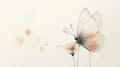 Butterfly wallpaper in modern living room showing soft grey and peach tones creating a peaceful atmosphere
