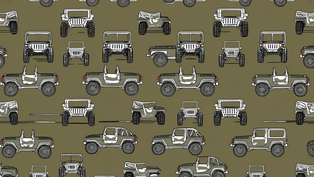Design file showing full military green off-road vehicle pattern