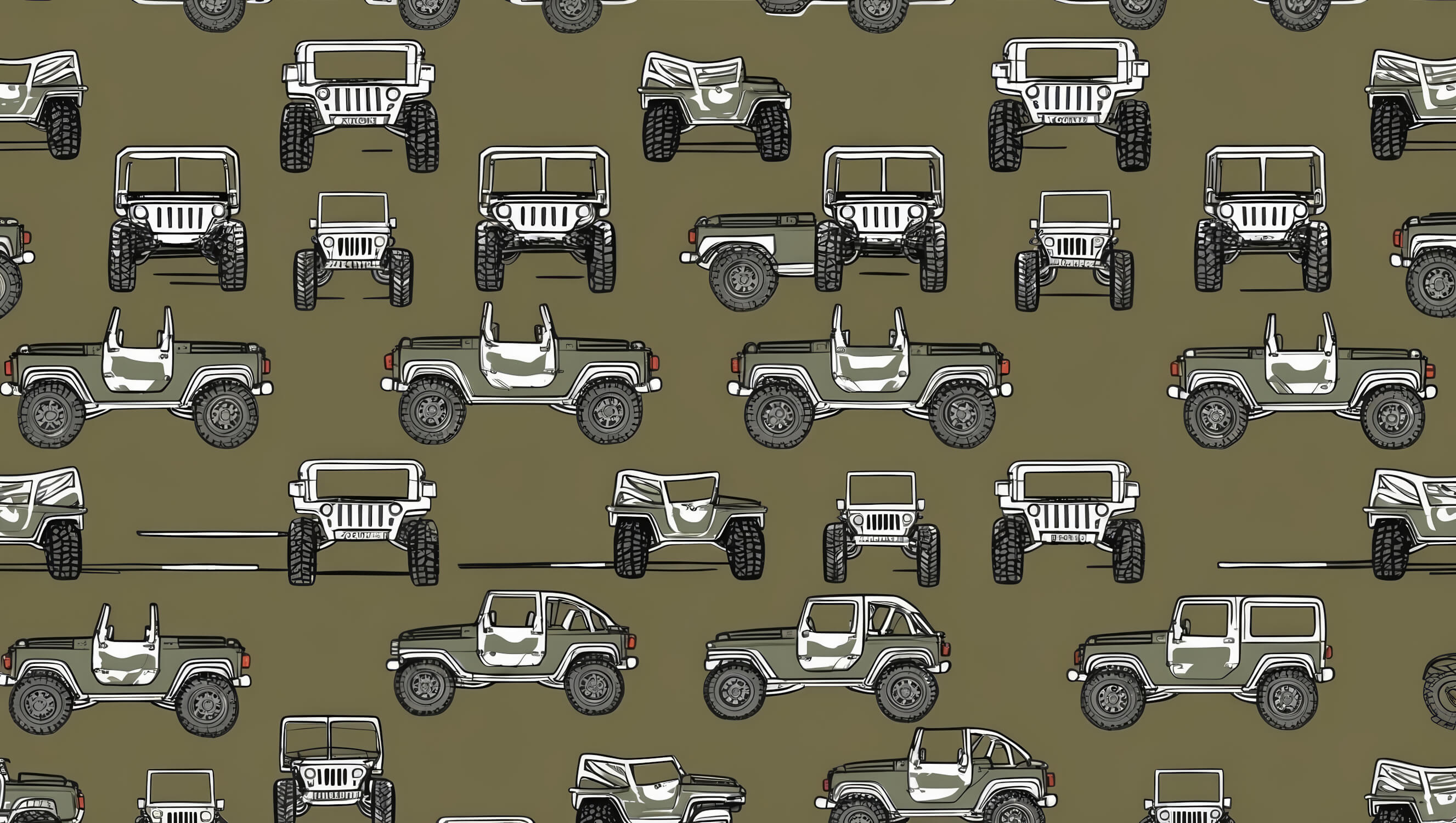 Design file showing full military green off-road vehicle pattern