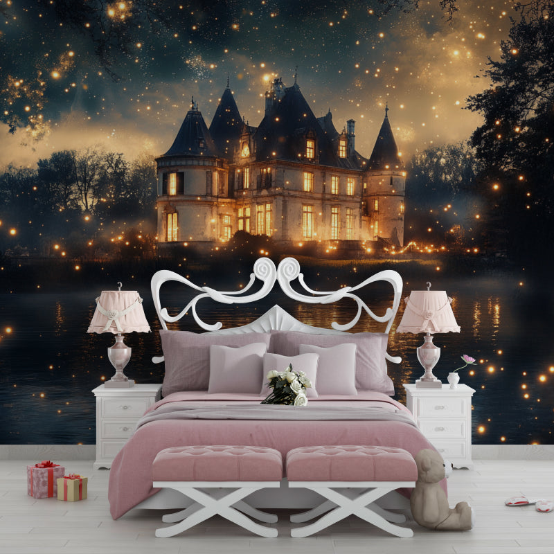 Castle Wall Mural bringing fairy tale magic to a girl's bedroom