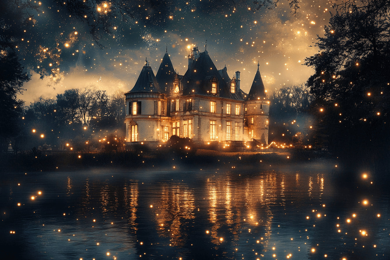 Enchanted Castle design file showing detailed golden stars and deep blue night sky pattern