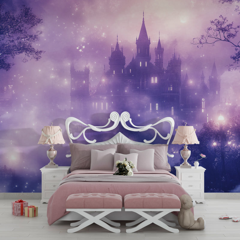 Fantasy castle mural creating dreamy atmosphere in teen's reading corner