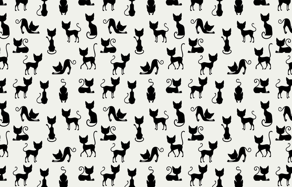Black and white cat silhouette pattern design file showing repeating motif