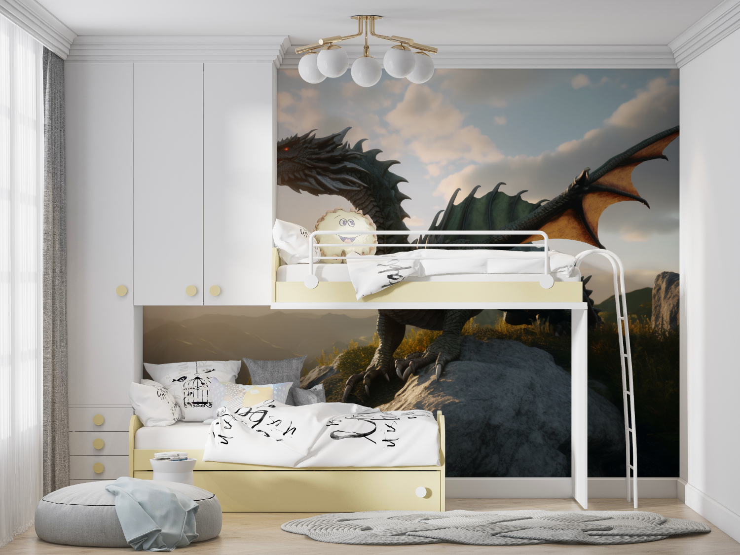 Dragon Mural Wallpaper | Fantasy Mountain Landscape