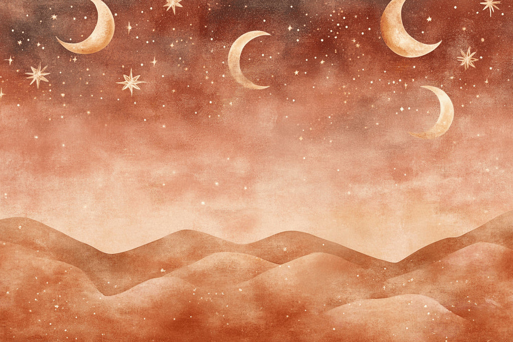 Celestial moon and stars design file showing intricate pattern details and warm terracotta tones