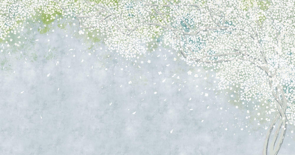 Cherry blossom wallpaper design file showing delicate grey and white pattern