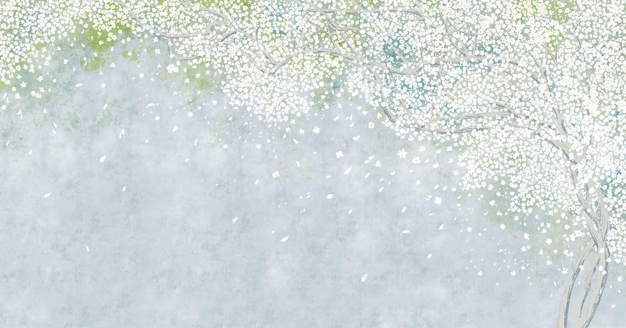 Cherry blossom wallpaper design file showing delicate grey and white pattern