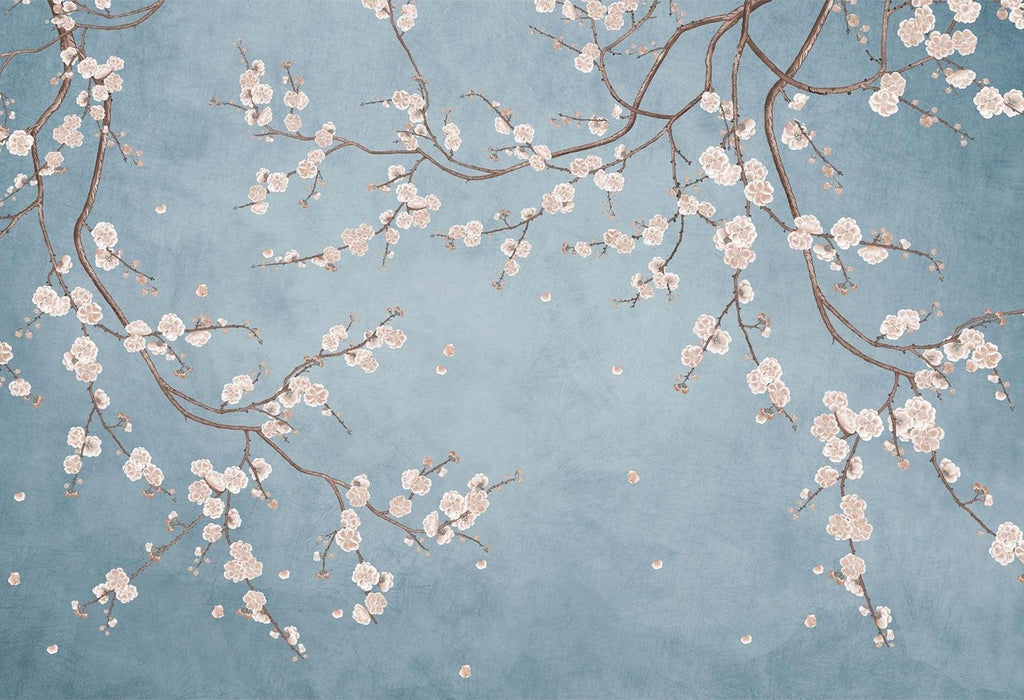 Cherry blossom design file showing delicate pink blooms on serene blue background