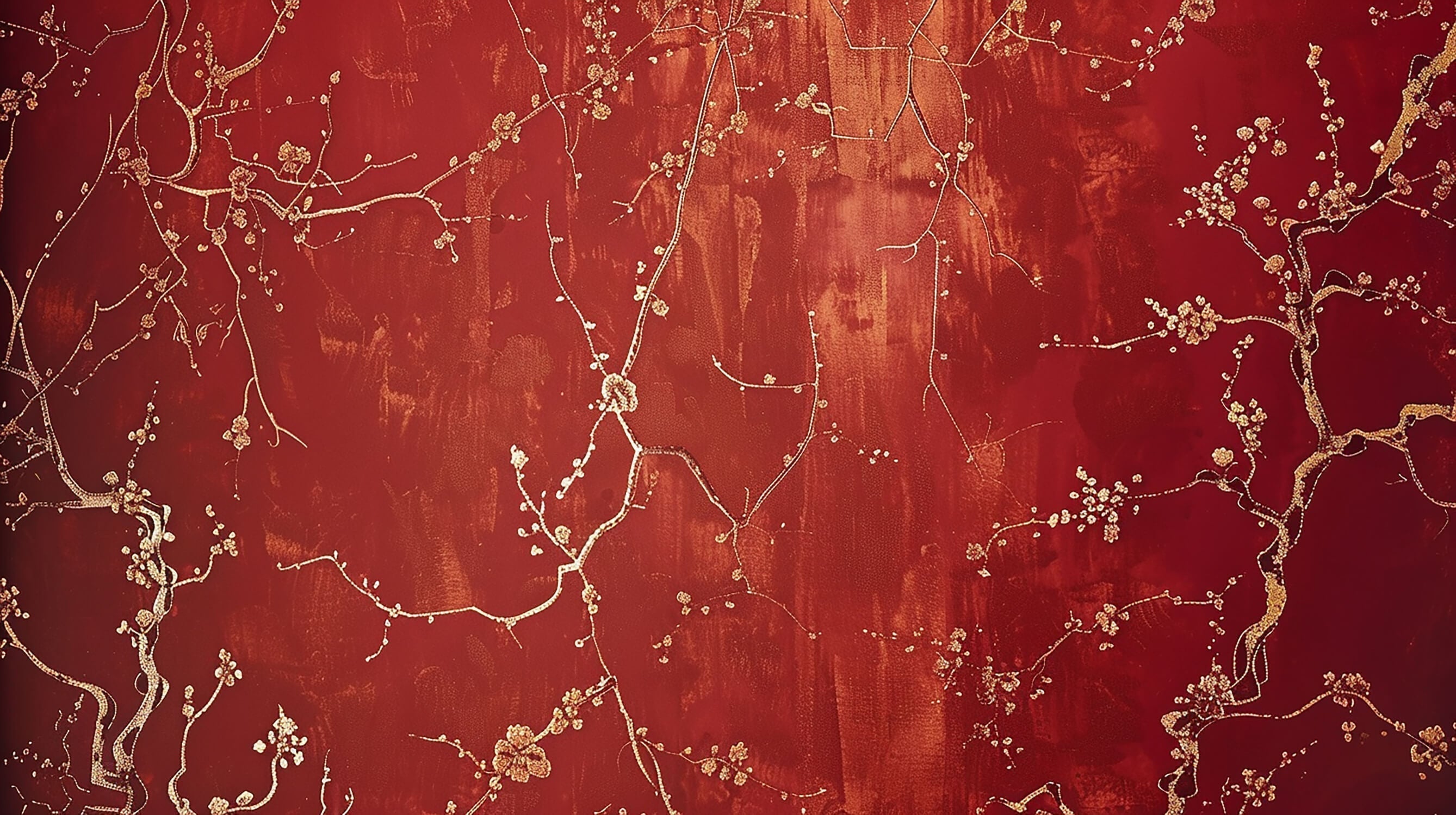 Cherry blossom design file showing intricate red and gold pattern detail
