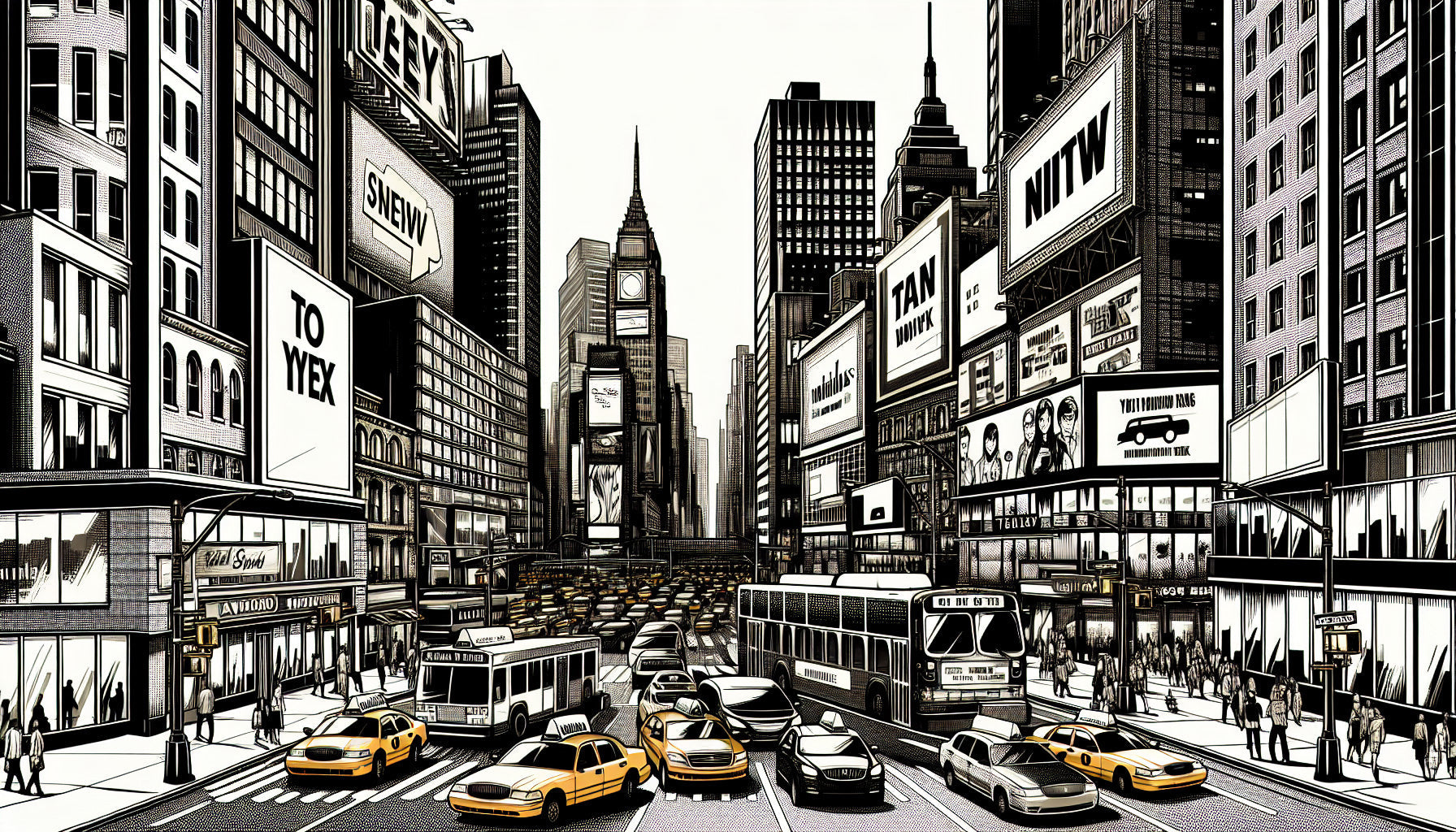 Black and white Manhattan comic style wallpaper design file showing detailed urban pattern