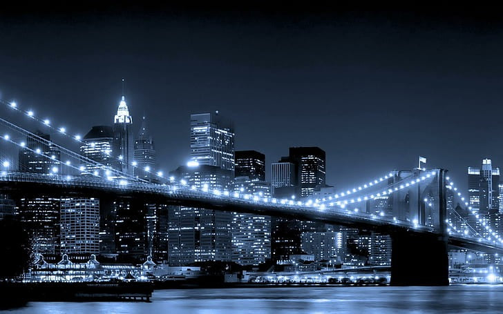 Brooklyn Bridge night skyline wallpaper design file showing detailed architecture and city lights