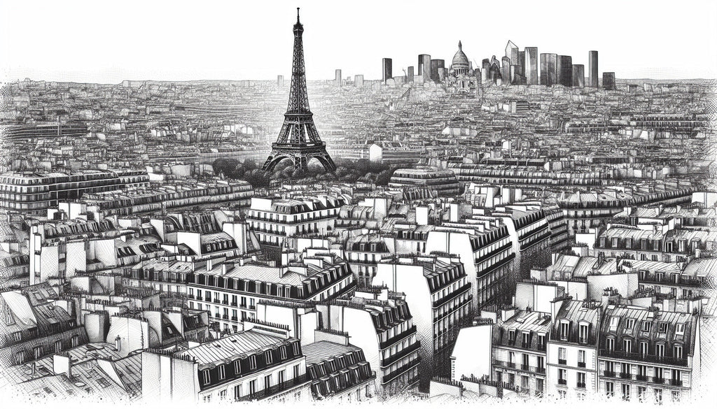 Paris skyline design file showing detailed black and white architectural pattern