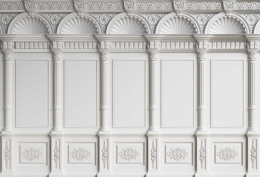 Classical wall mural design file showing detailed white architectural pattern