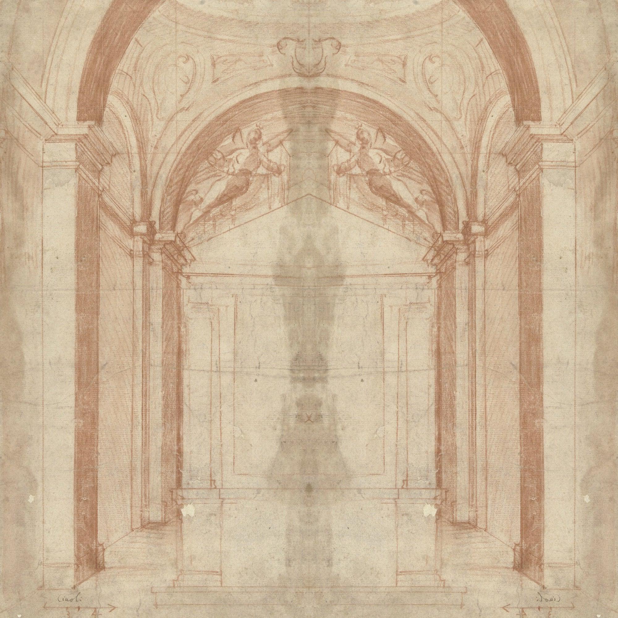 Architectural arch wallpaper design file showing detailed classical pattern
