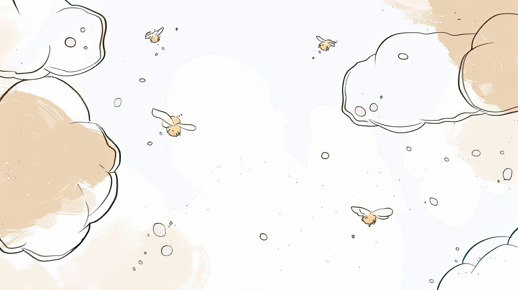 Cloud and bee pattern design file showing delicate line work and soft color palette