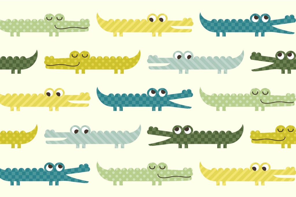 Geometric crocodile pattern design file showing full repeat and color details