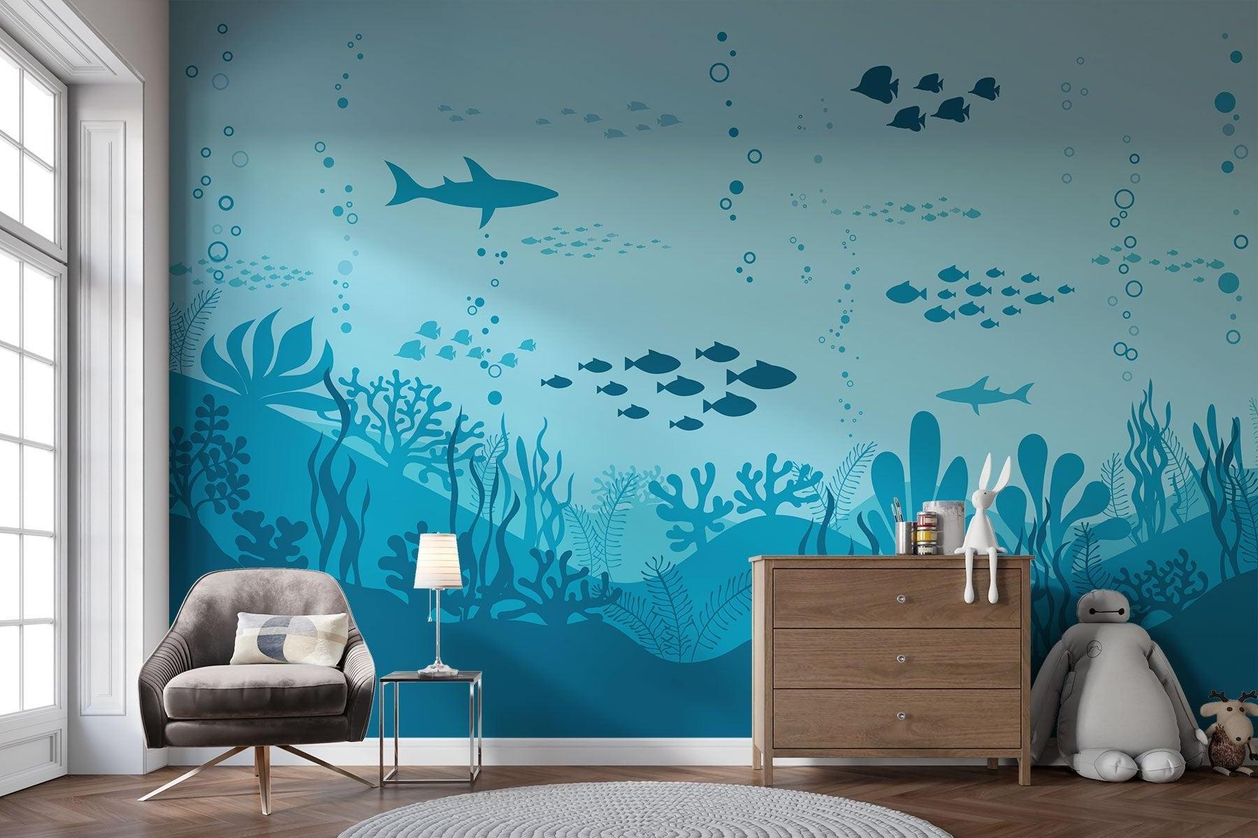 Ocean Mural Wallpaper | Underwater Sea Life Scene