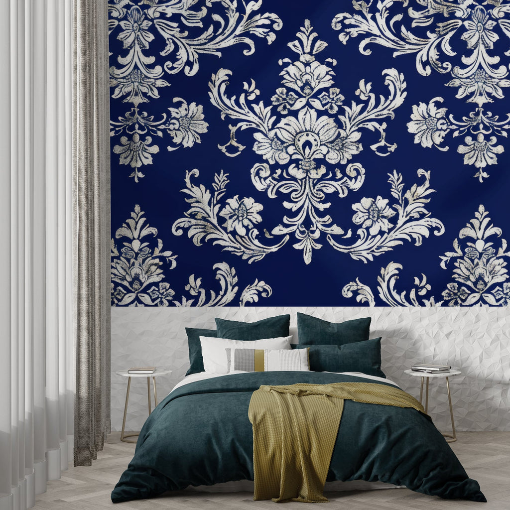 Baroque wallpaper pattern bringing luxury to an entrance hallway