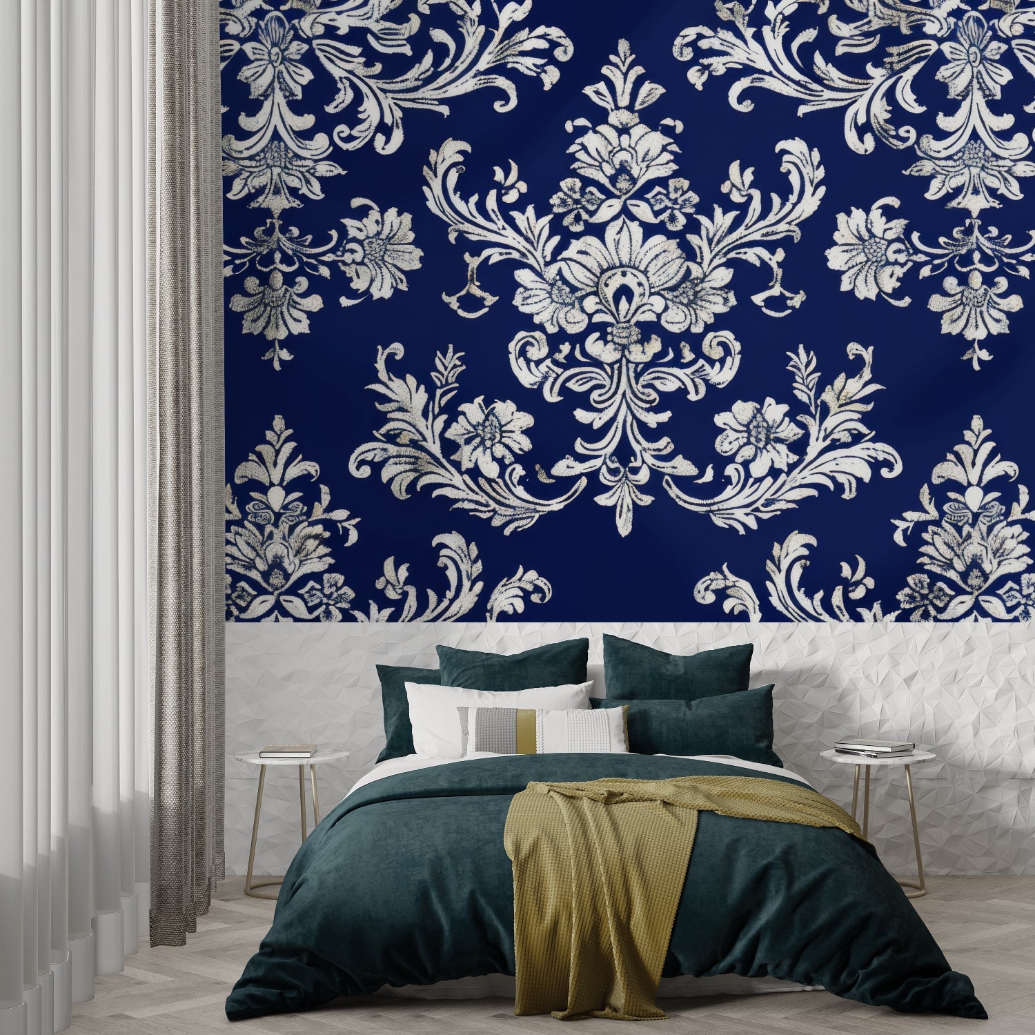 Baroque wallpaper pattern bringing luxury to an entrance hallway