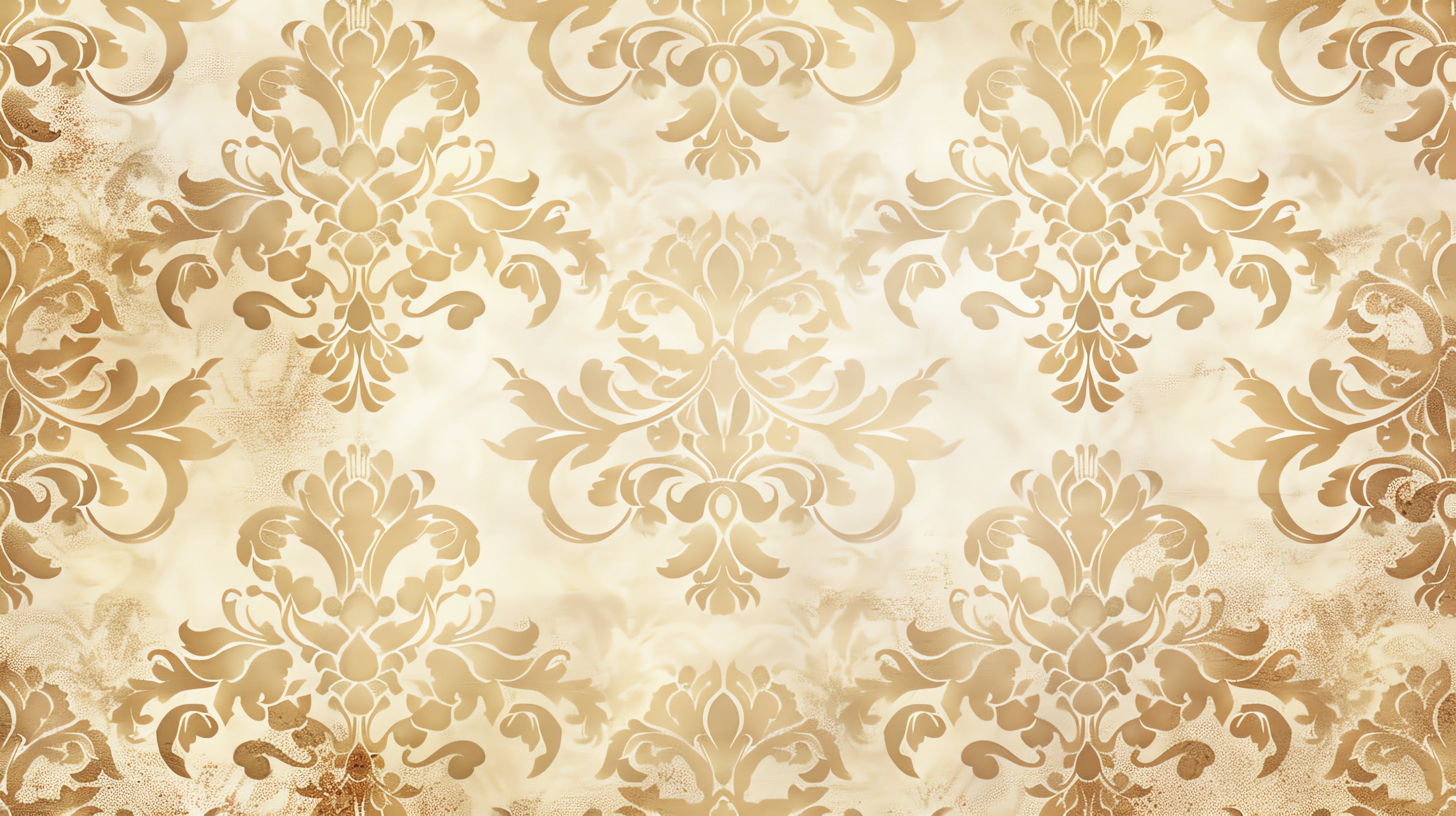 Gold damask wallpaper design file showing intricate baroque pattern details and metallic finish