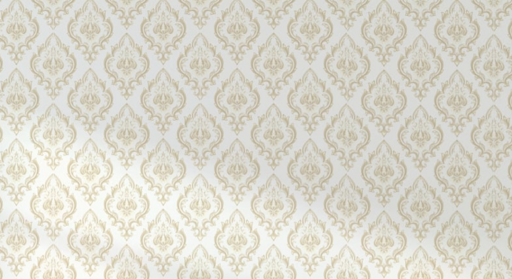White and gold damask wallpaper design file showing full pattern repeat