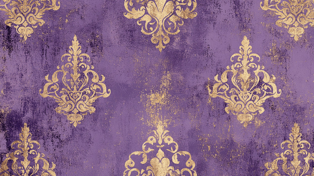 Design file showing detailed purple and gold damask pattern