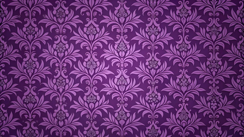 Design file showing detailed purple damask pattern with baroque motifs