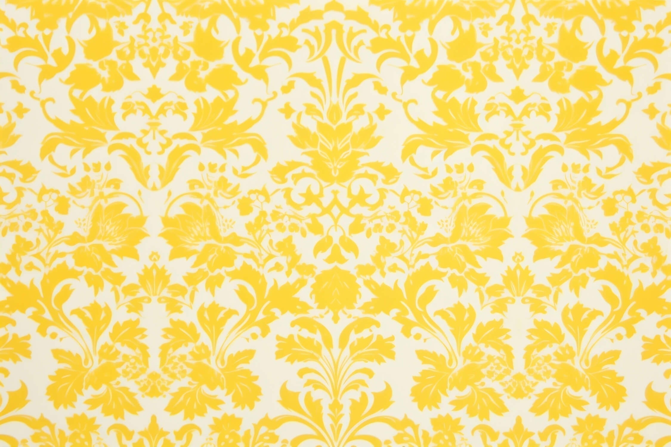Design file showing detailed yellow and white damask pattern with intricate floral motifs