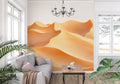 Desert wallpaper mural in modern living room creating warm, inviting atmosphere