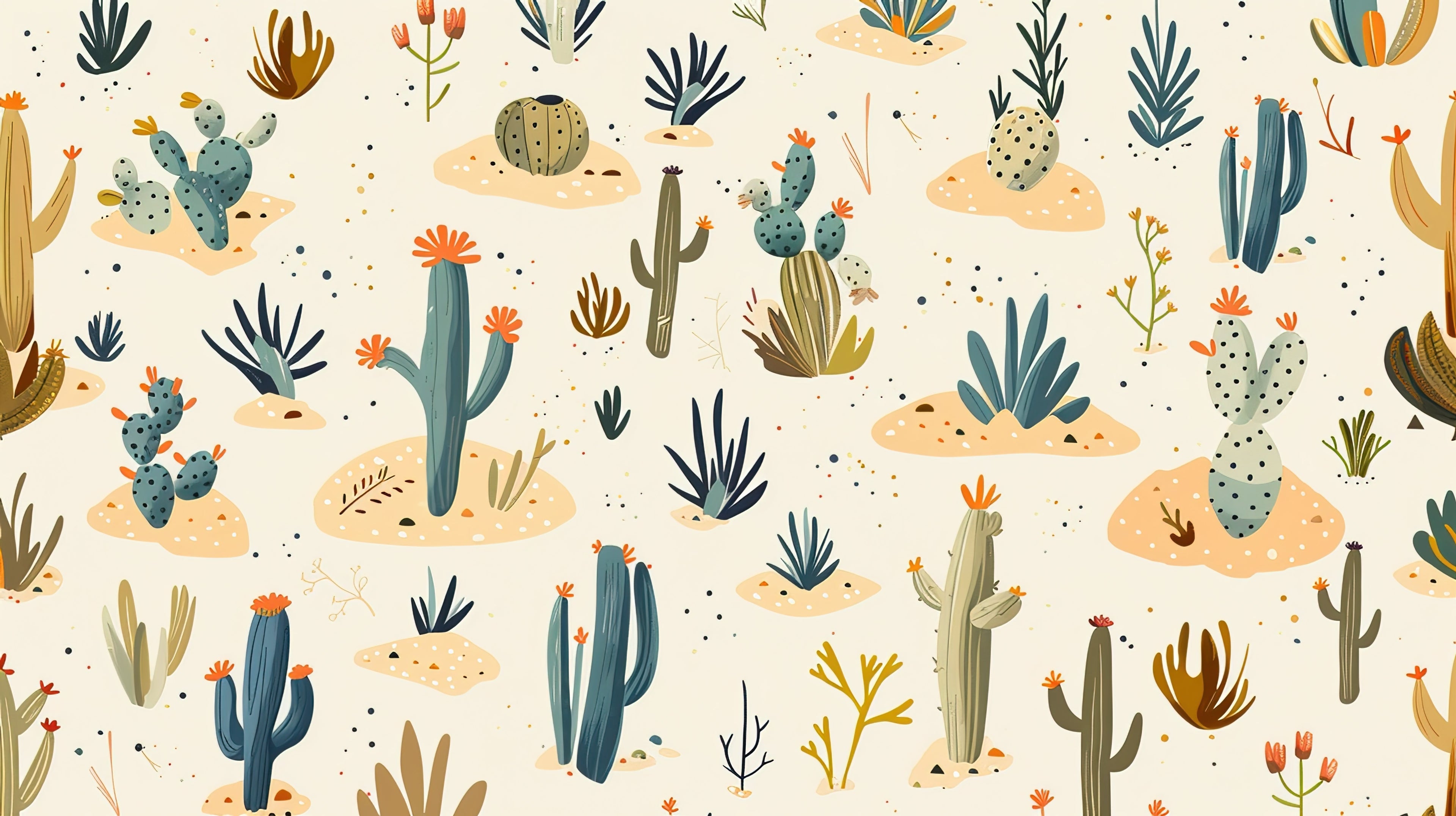 Desert Mural design file showing detailed cactus and succulent pattern in soothing teal and coral tones
