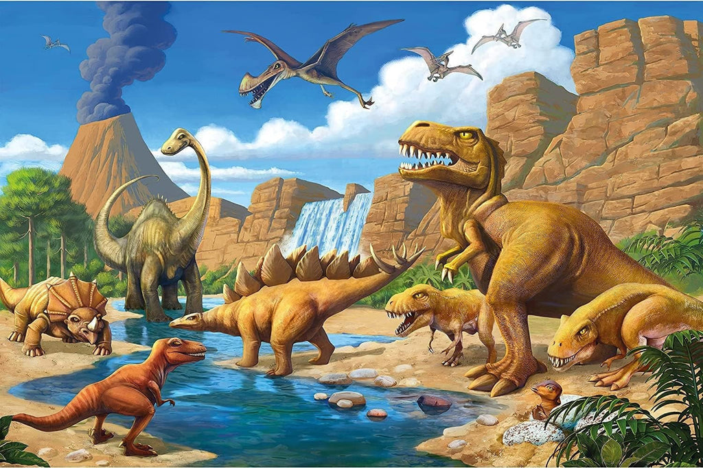 Design file of Jurassic Adventure Scene wallpaper showing complete dinosaur landscape pattern