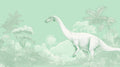 Mint green Dinosaur Wallpaper brightening a modern nursery with soft, calming prehistoric theme