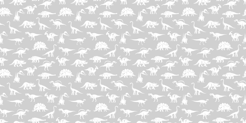 Design file of prehistoric silhouettes pattern on grey background with white dinosaur shapes