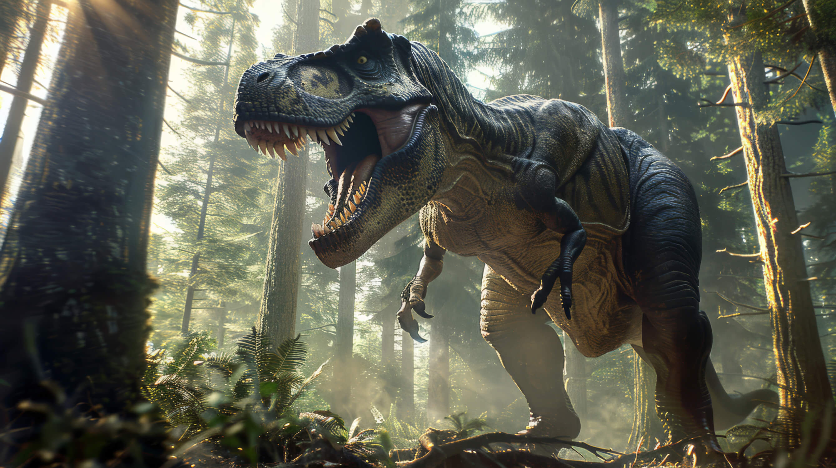 Original T-Rex forest design file showing intricate details and rich colors